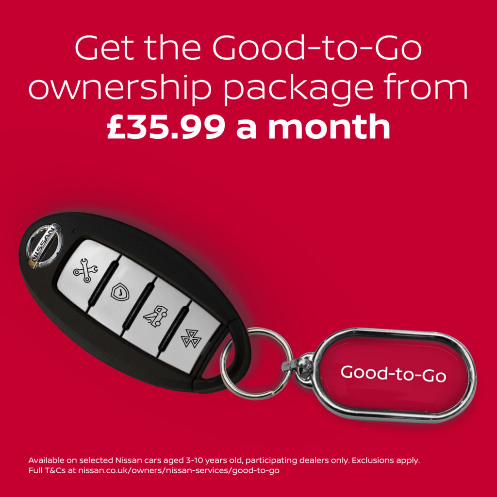 Get the Nissan Good-To-Go ownership package from £35.99 a month.